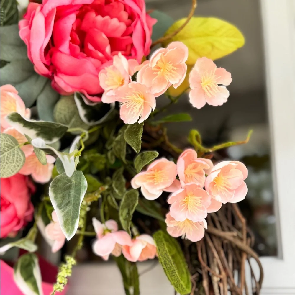 XL Floral Wreath with Pink Peonies and Greenery